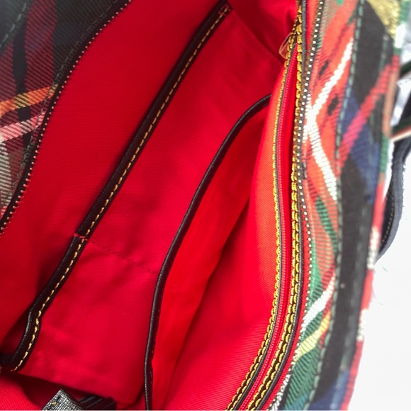 Dooney & Bourke Tartan Plaid Richmond Shopper Bag Tote Black Red Green 2 Handle - Picture 13 of 14